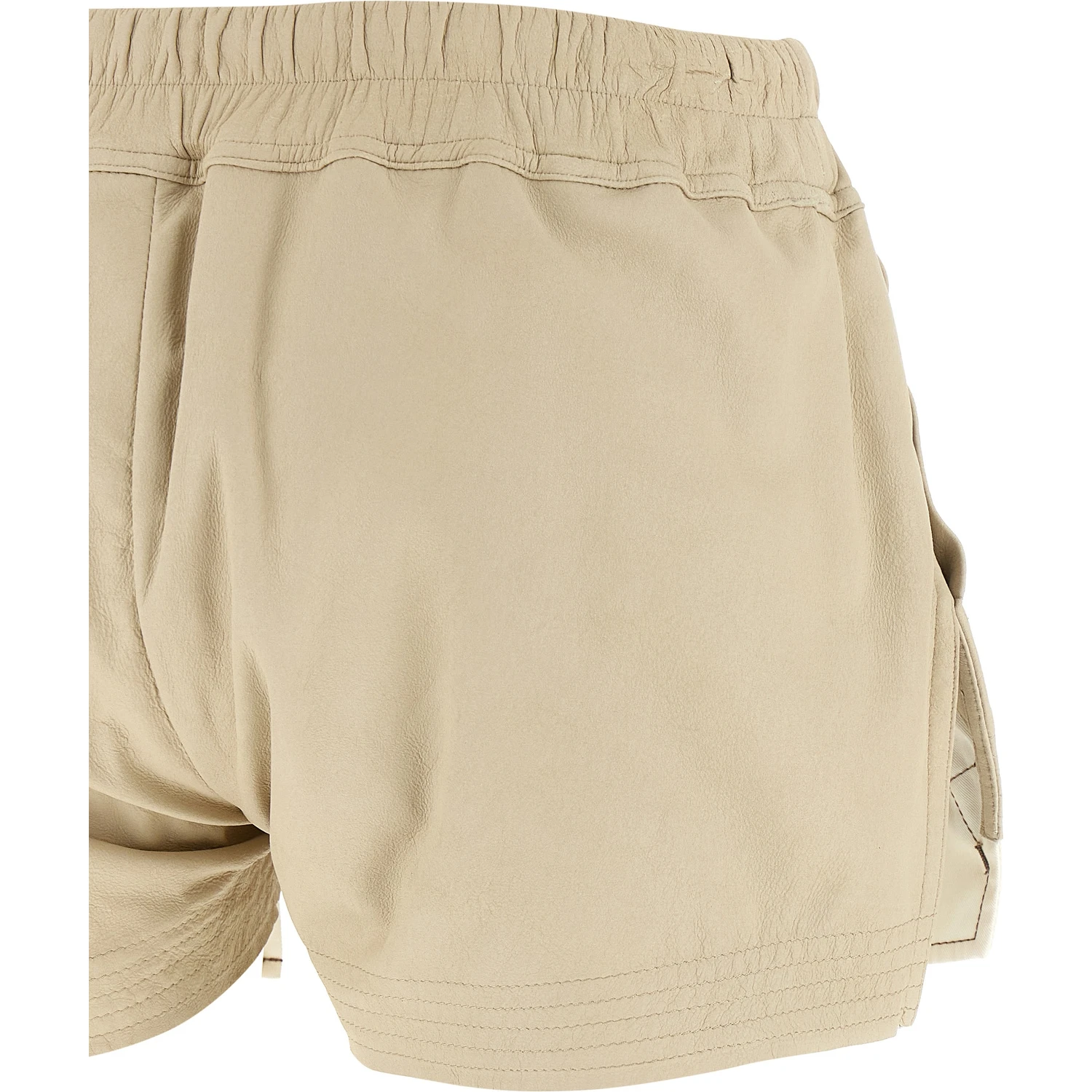 Beige Lamb Leather Bermuda Shorts