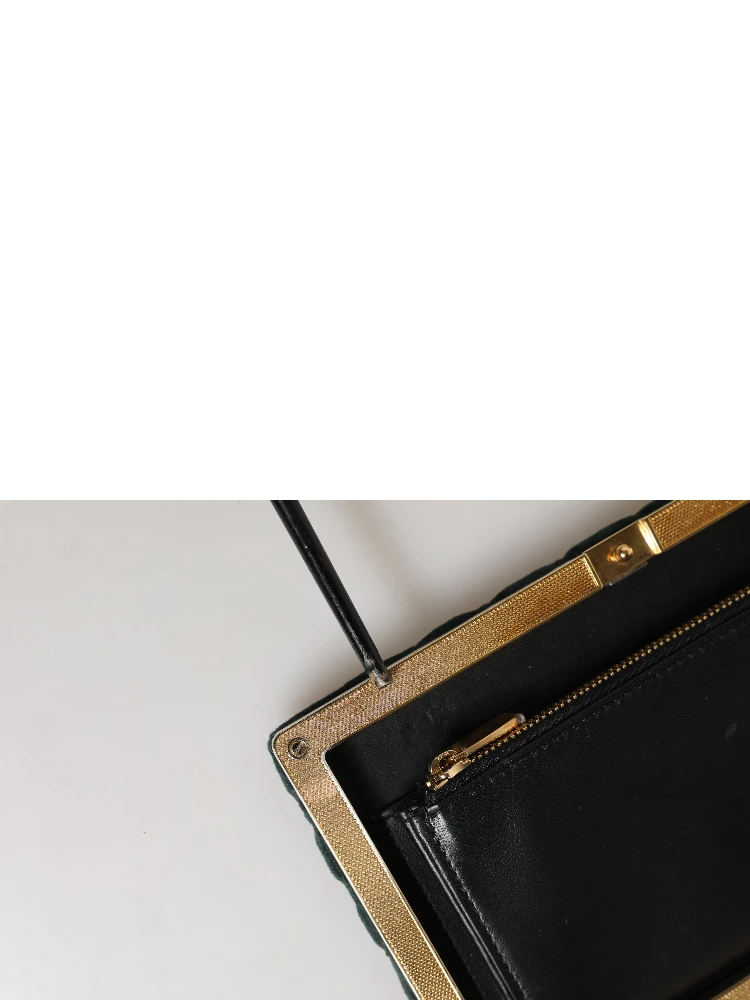 Black Velvet Gold Frame Clutch Evening Clutch Purse Bag