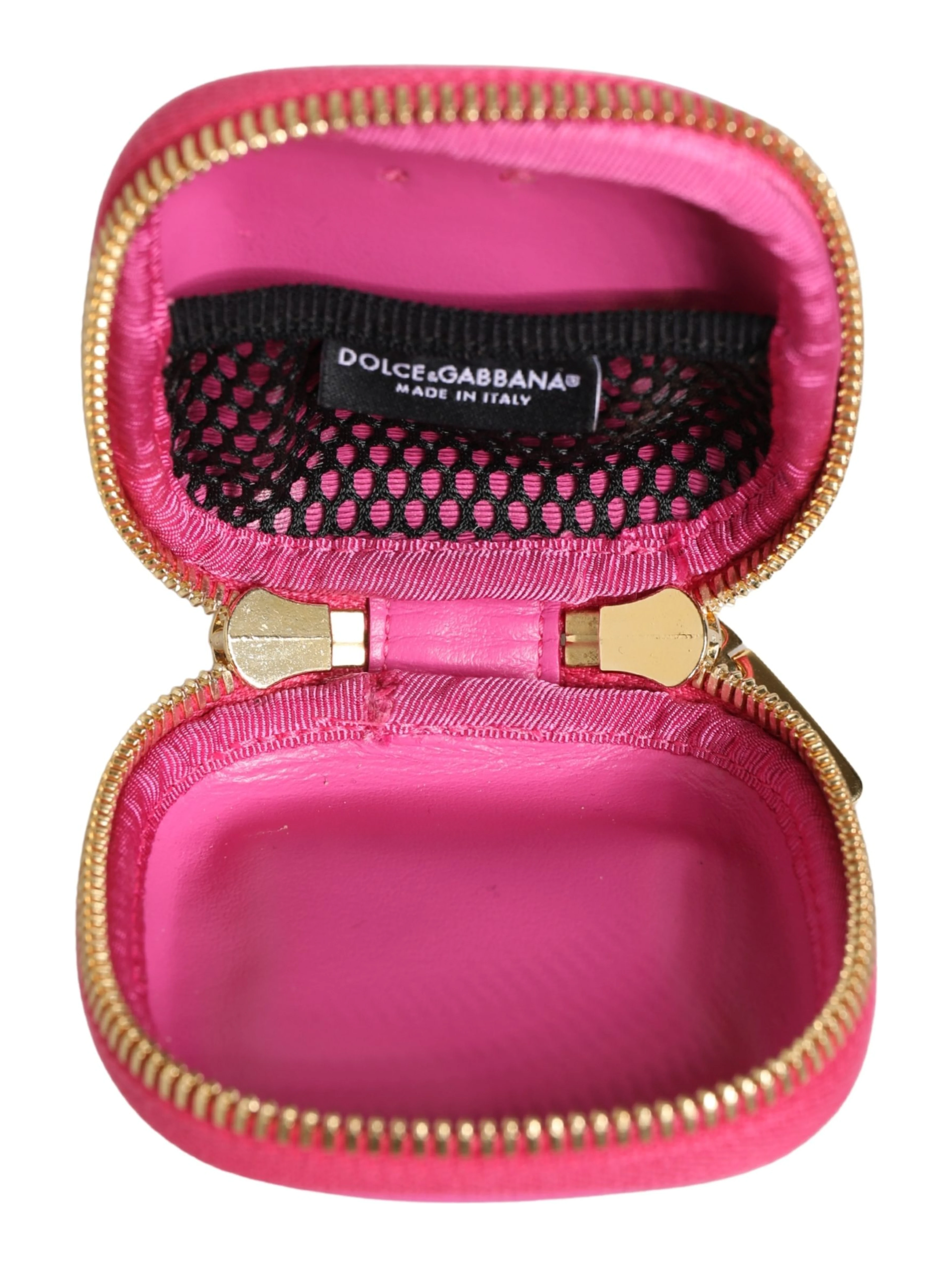 Pink Lamb Leather Embossed Logo Holder Airpod Case