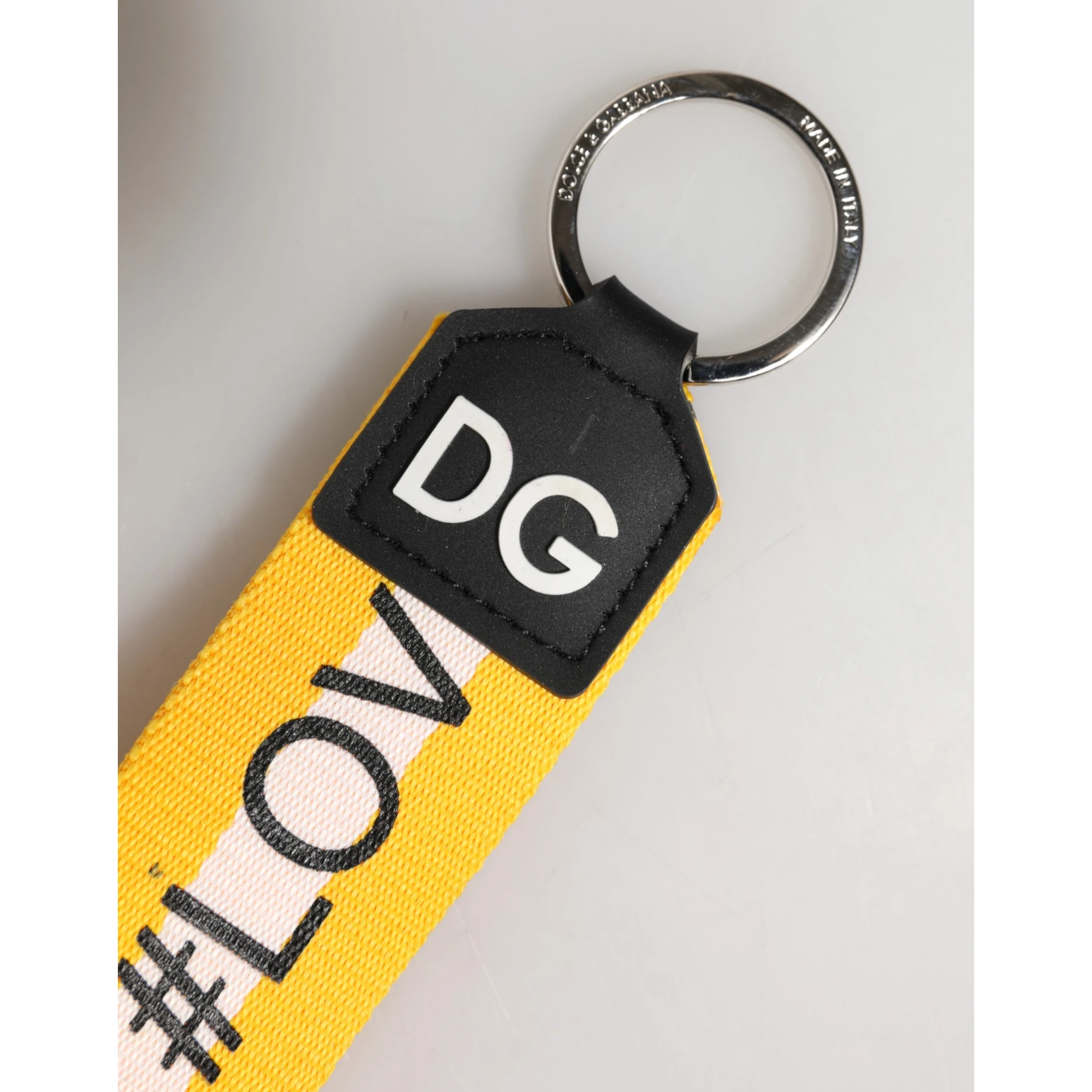 Yellow Logo Polyester Silver Brass Holder Keychain Keyring