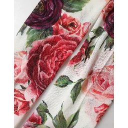 White Nylon Floral Print Tights Stockings Socks