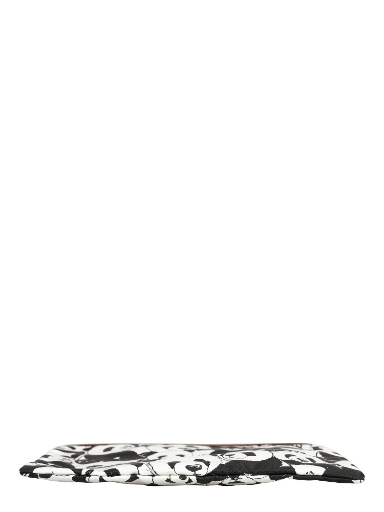Black White Panda Print Nylon Clutch Men Pouch Borse Bag