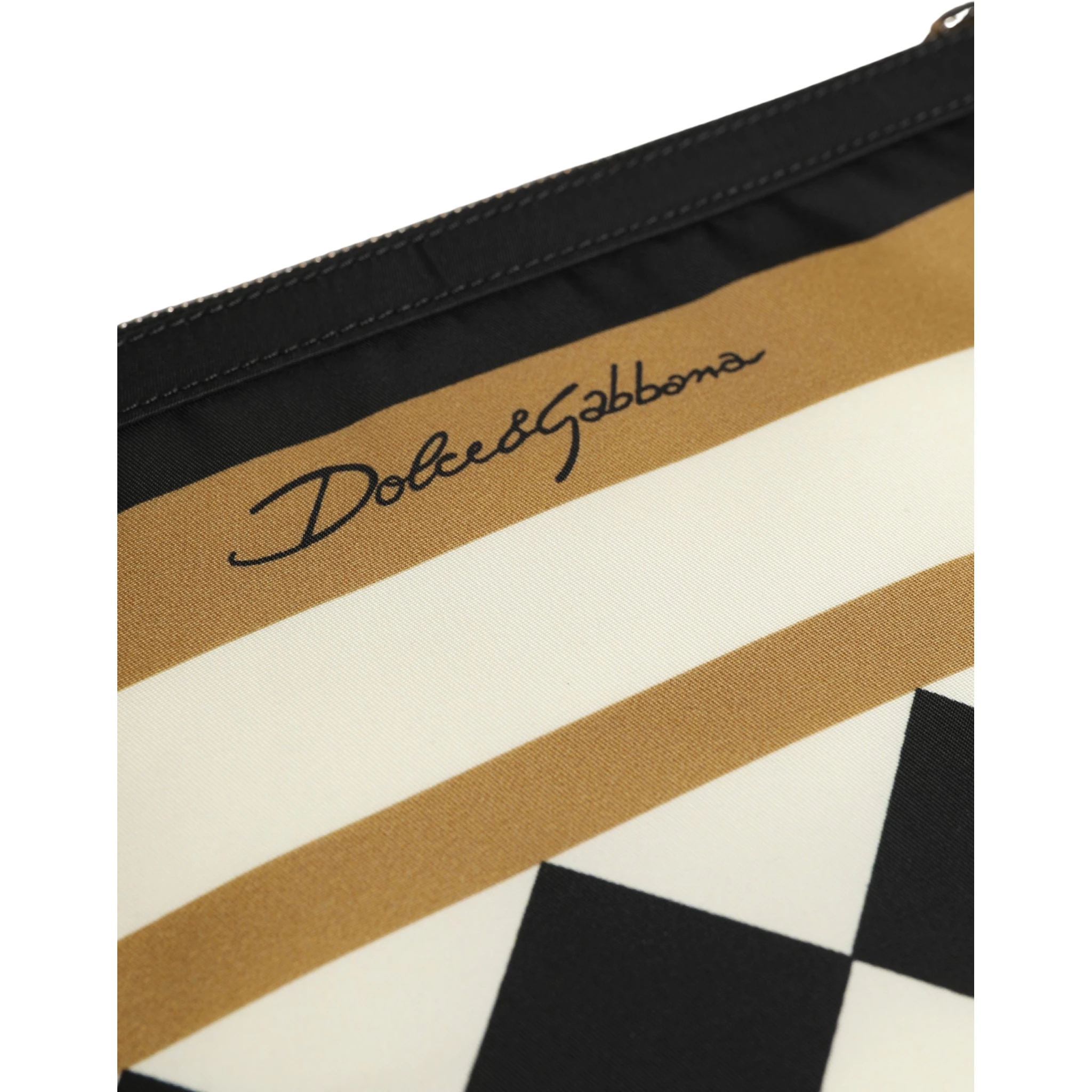 Multicolor Checkered Logo Print Nylon Clutch Borse Bag