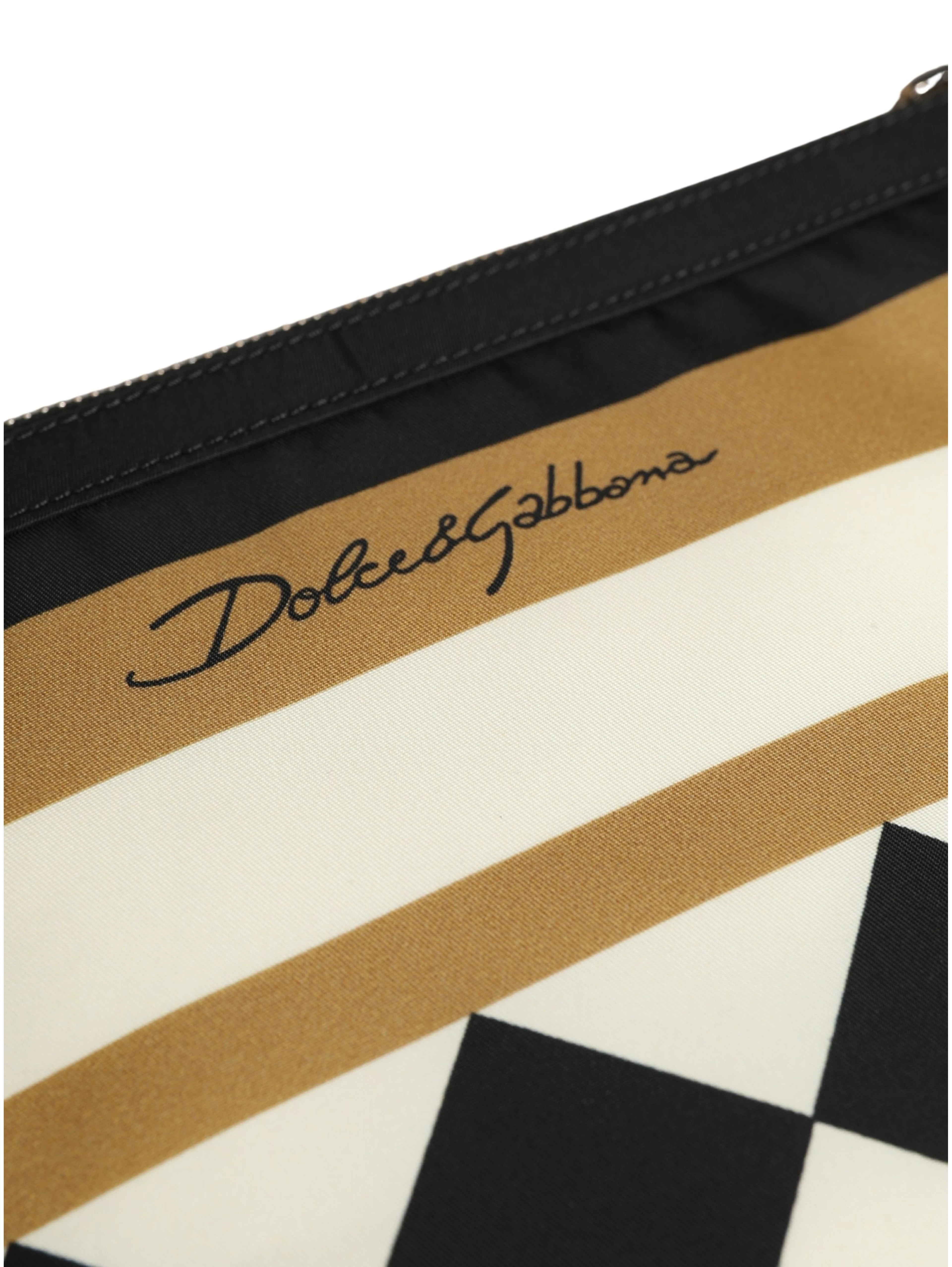 Multicolor Checkered Logo Print Nylon Clutch Borse Bag