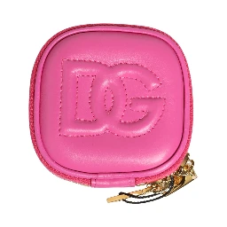 Pink Lamb Leather Embossed Logo Holder Airpod Case
