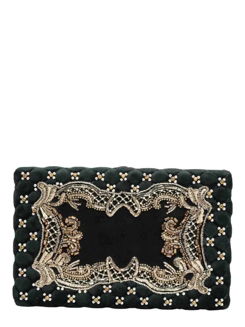 Black Velvet Gold Frame Clutch Evening Clutch Purse Bag