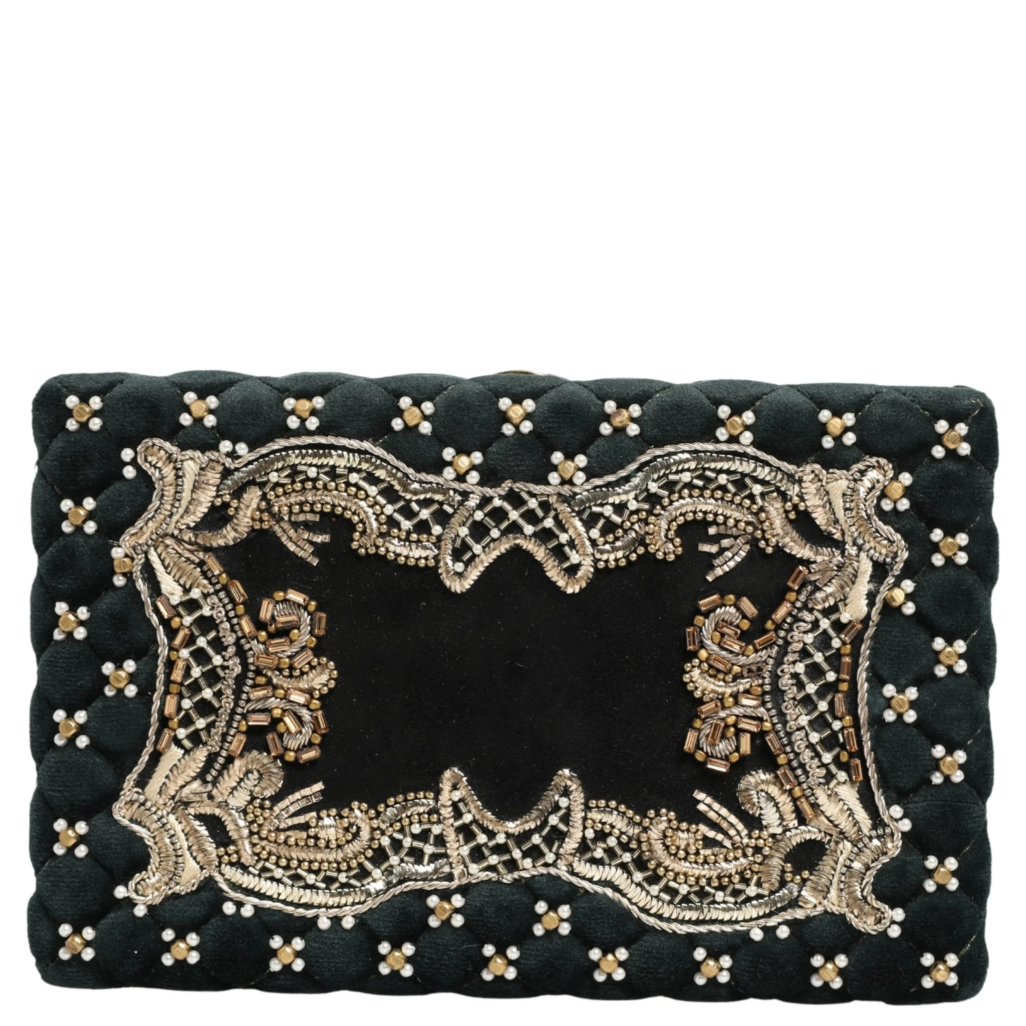 Black Velvet Gold Frame Clutch Evening Clutch Purse Bag
