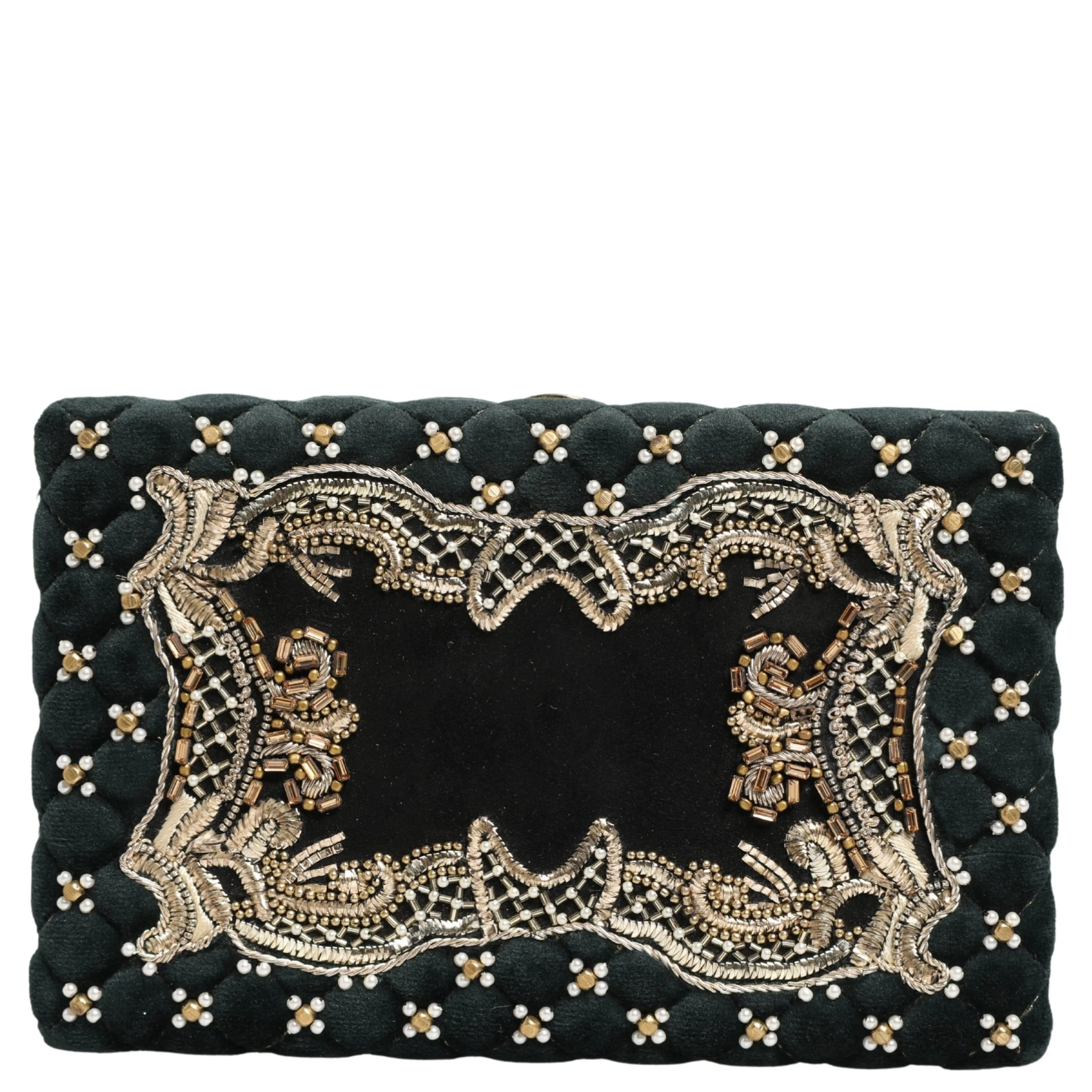 Black Velvet Gold Frame Clutch Evening Clutch Purse Bag