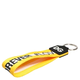 Yellow Logo Polyester Silver Brass Holder Keychain Keyring