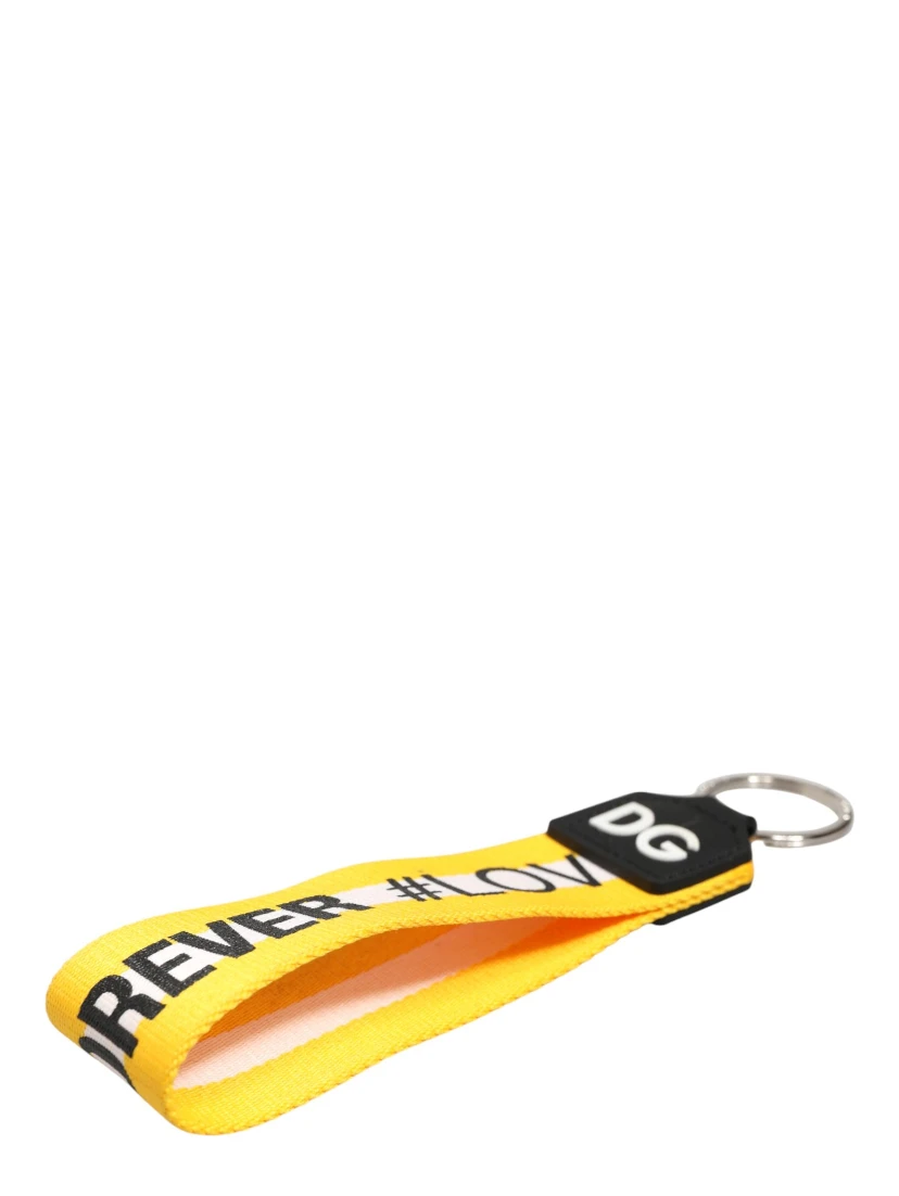 Yellow Logo Polyester Silver Brass Holder Keychain Keyring
