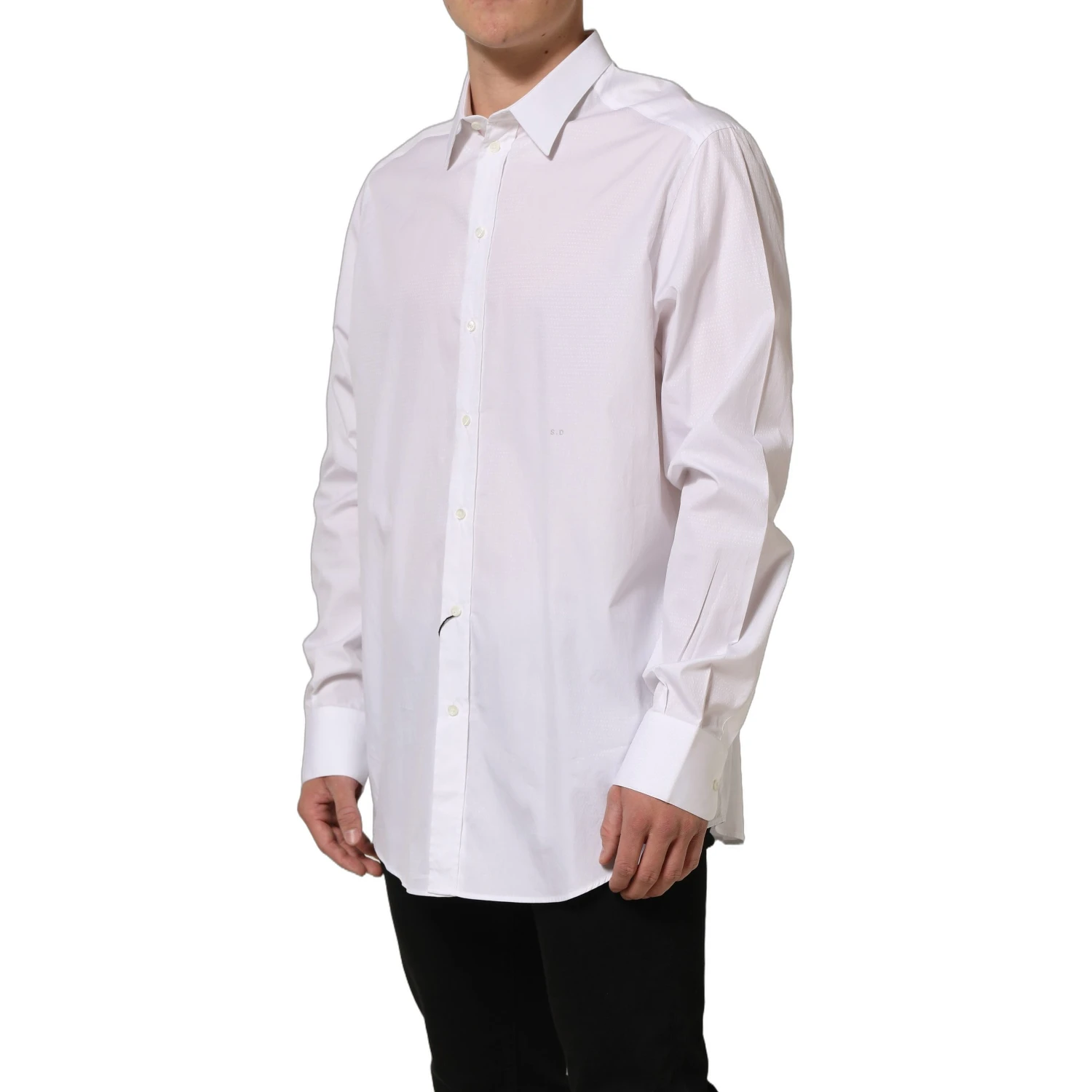 White Cotton Long Sleeves Men Dress Shirt