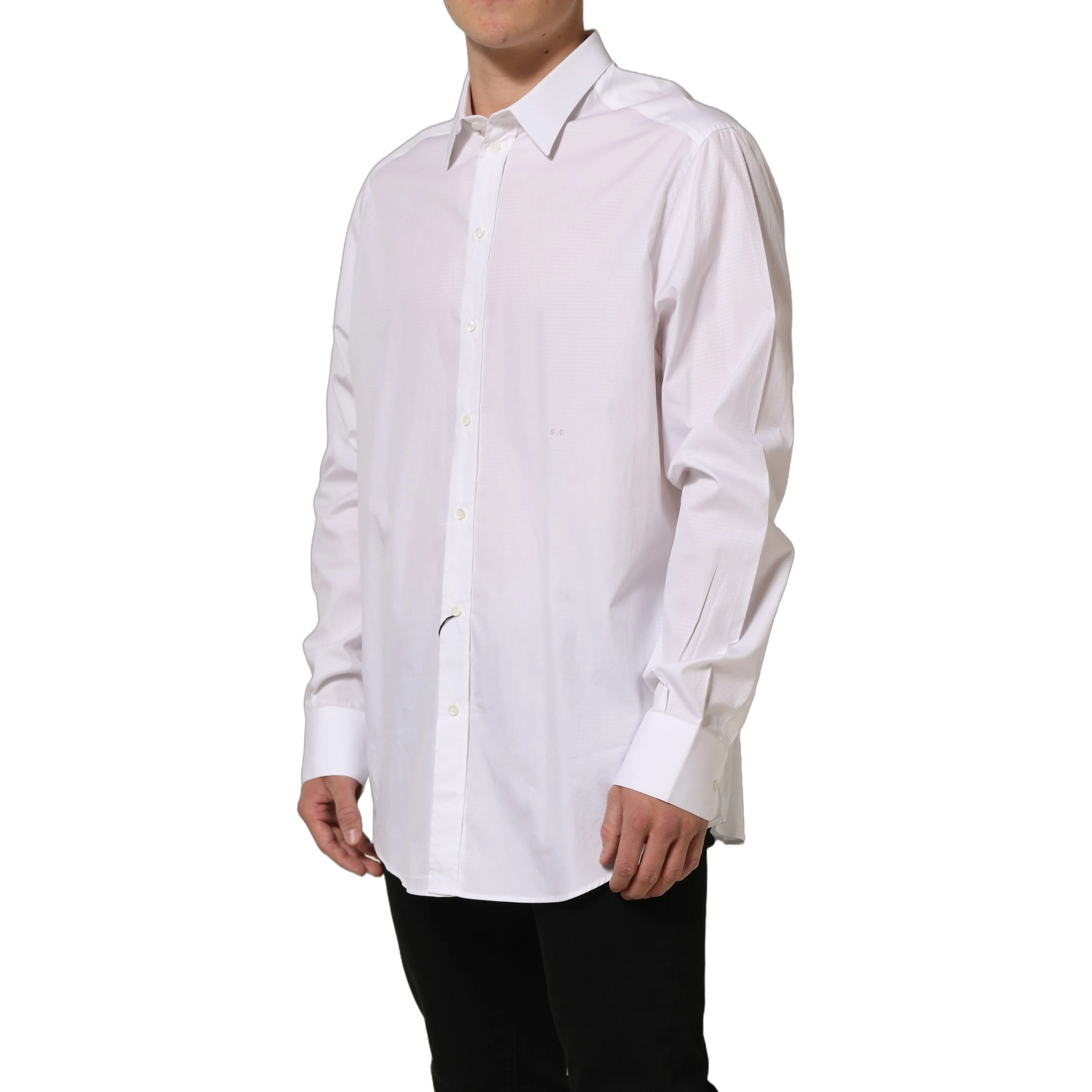 White Cotton Long Sleeves Men Dress Shirt