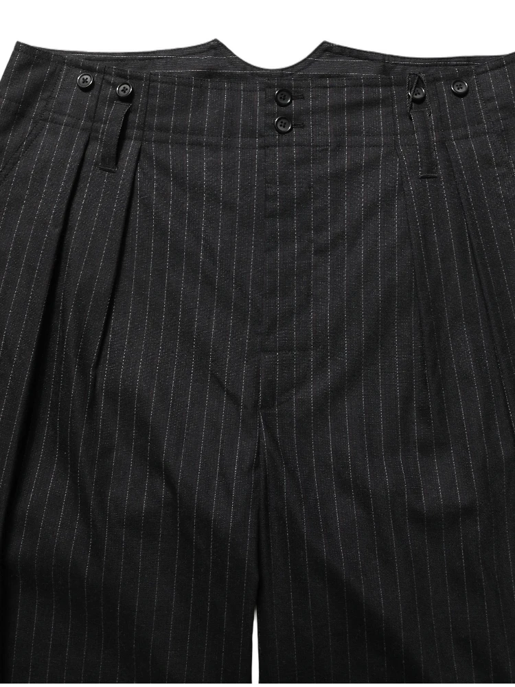 Black Pinstripe Wool Men Dress Trouser Pants