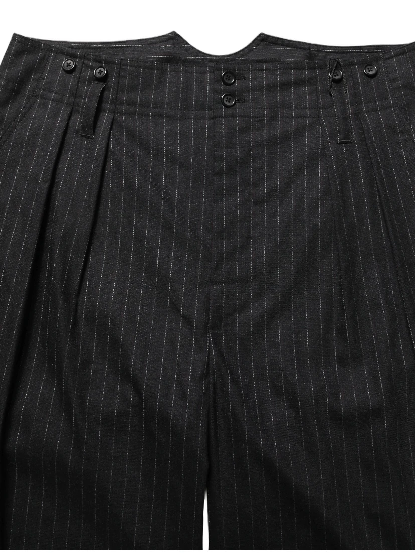 Black Pinstripe Wool Men Dress Trouser Pants