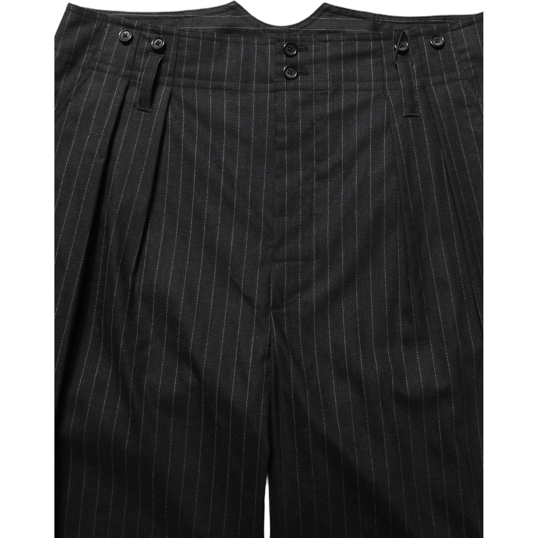 Black Pinstripe Wool Men Dress Trouser Pants