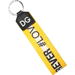 Yellow Logo Polyester Silver Brass Holder Keychain Keyring