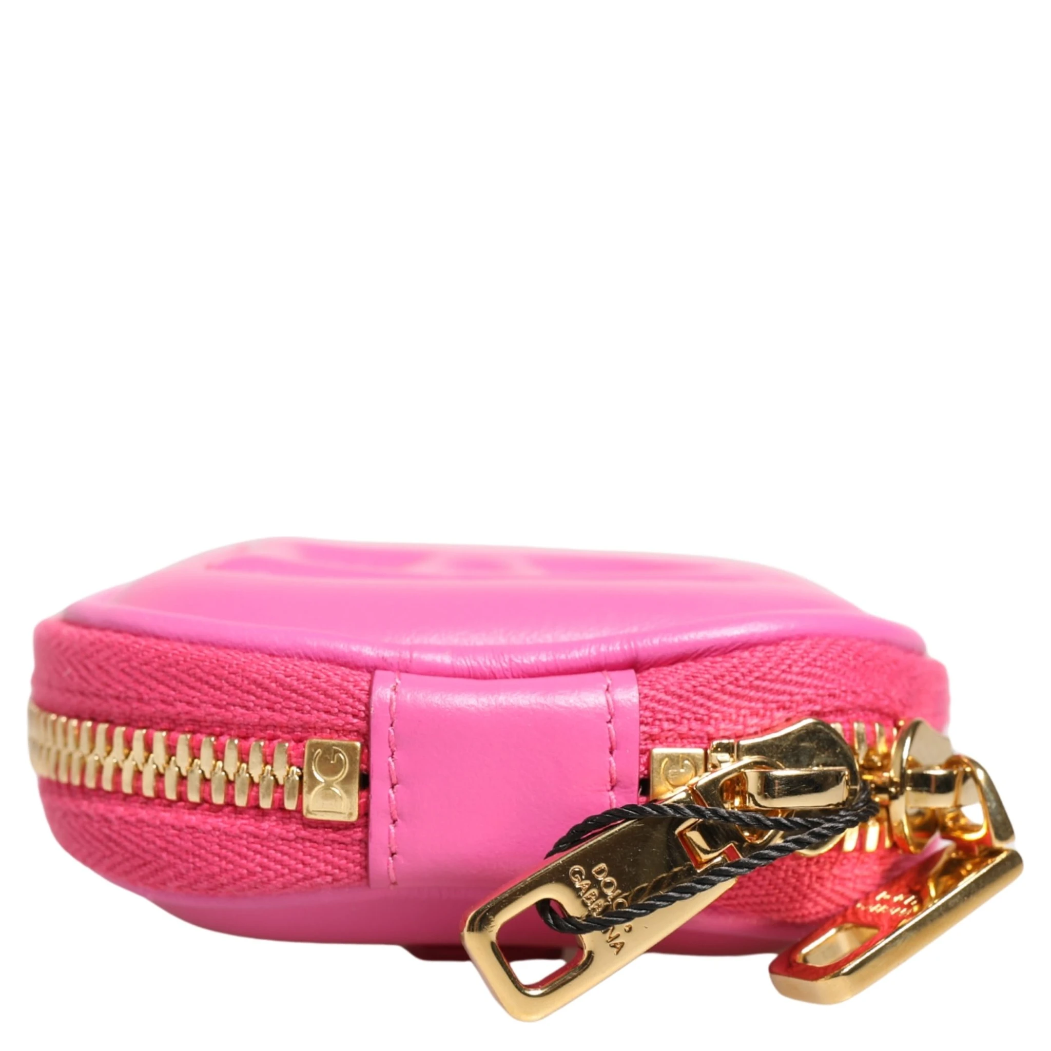 Pink Lamb Leather Embossed Logo Holder Airpod Case