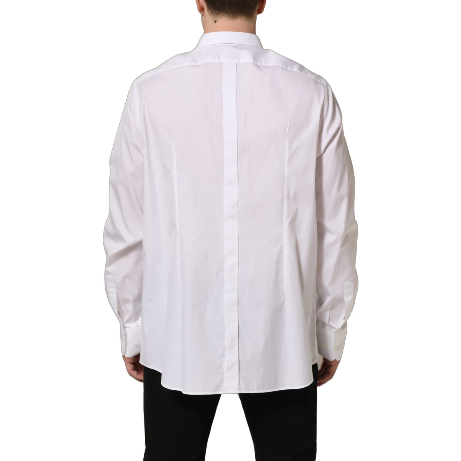 White Cotton Long Sleeves Men Dress Shirt