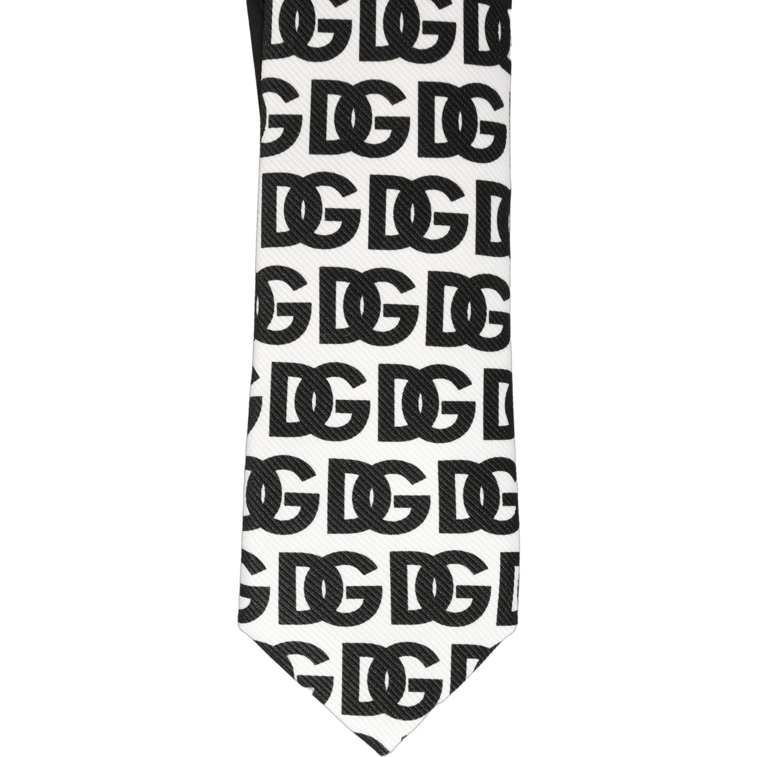 White Black Logo Monogram Wide Adjustable Men Necktie Tie