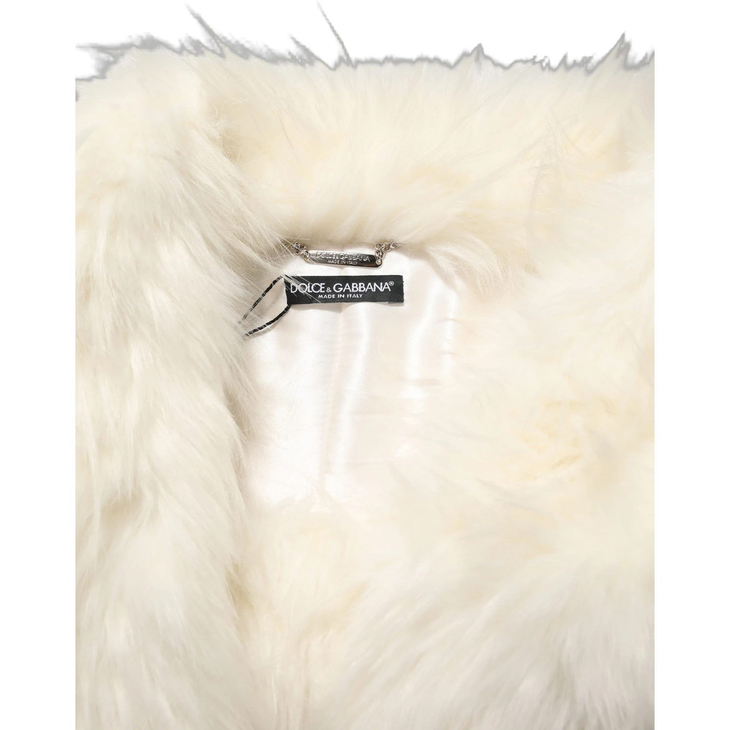 White Faux Fur Long Sleeves Coat Jacket