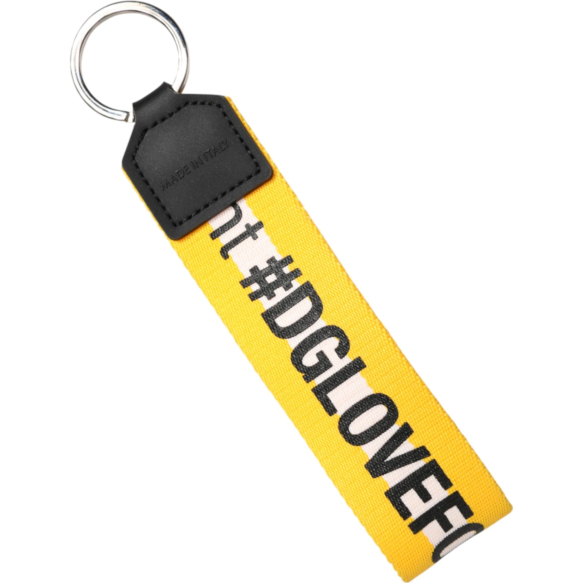 Yellow Logo Polyester Silver Brass Holder Keychain Keyring