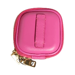 Pink Lamb Leather Embossed Logo Holder Airpod Case