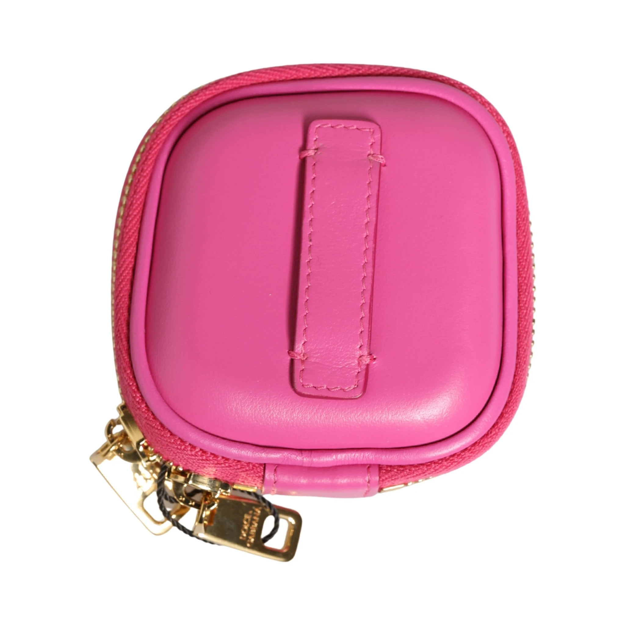 Pink Lamb Leather Embossed Logo Holder Airpod Case
