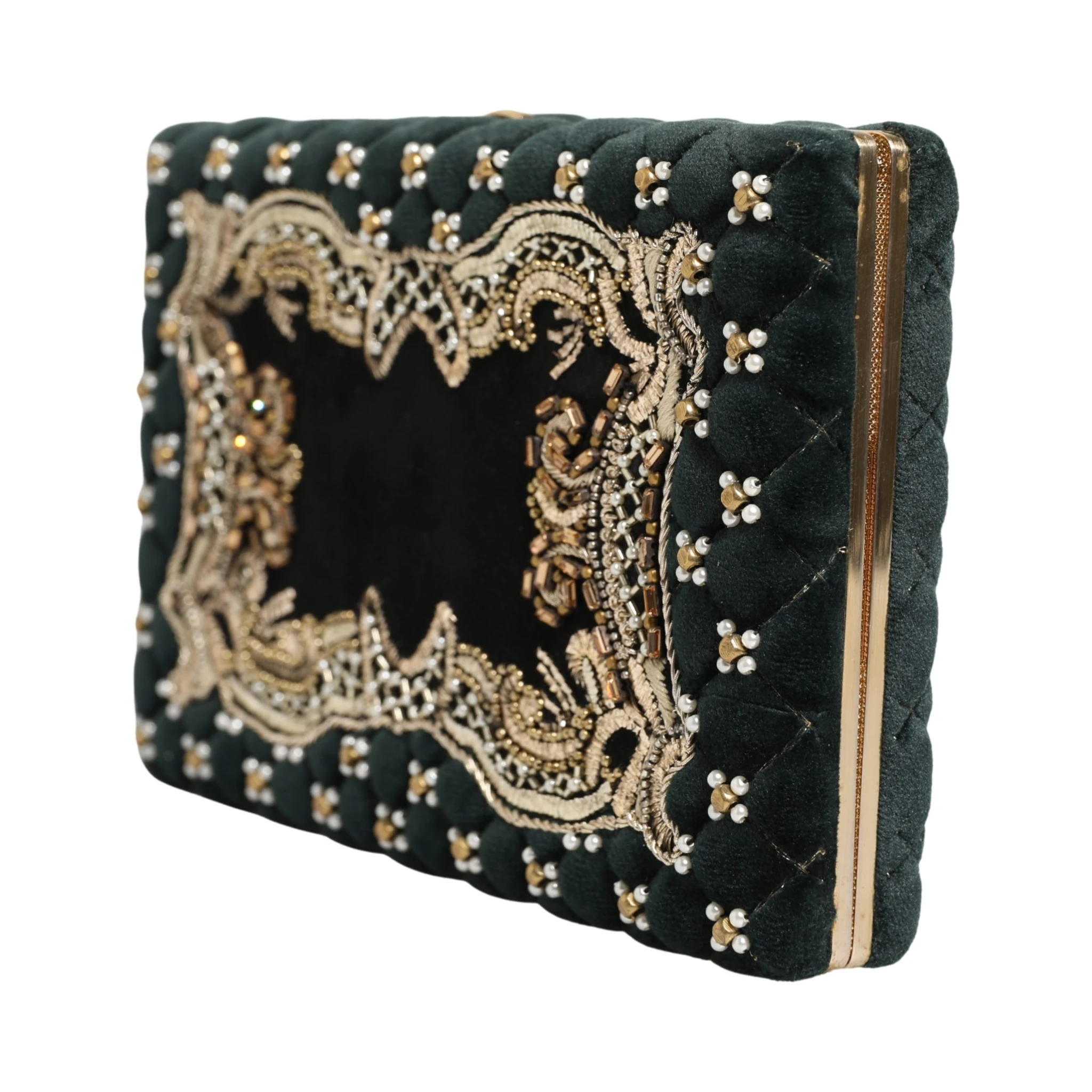 Black Velvet Gold Frame Clutch Evening Clutch Purse Bag