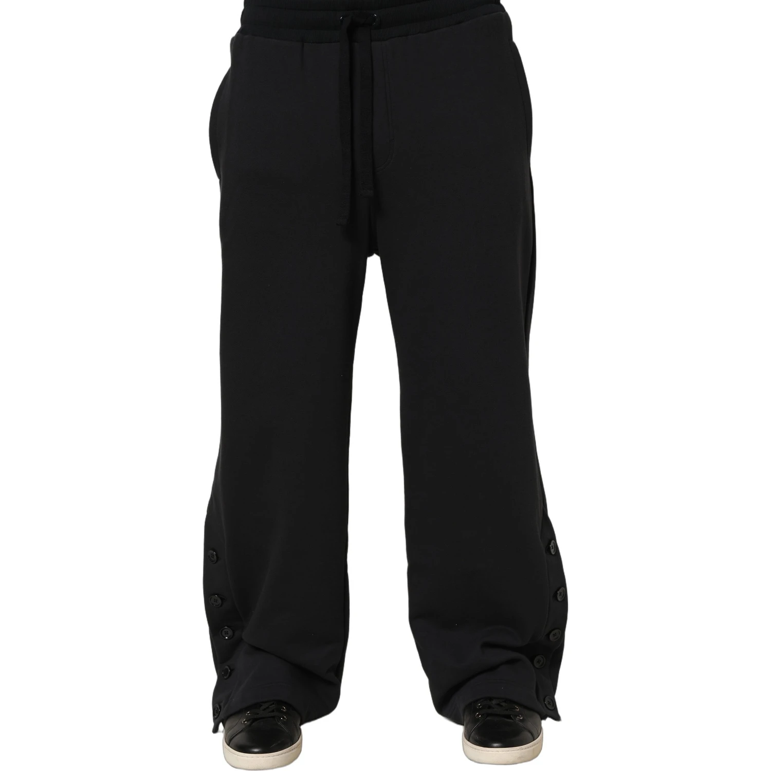 Black Drawstring Viscose Jogger Men Sweatpants Pants