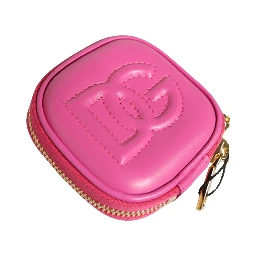 Pink Lamb Leather Embossed Logo Holder Airpod Case