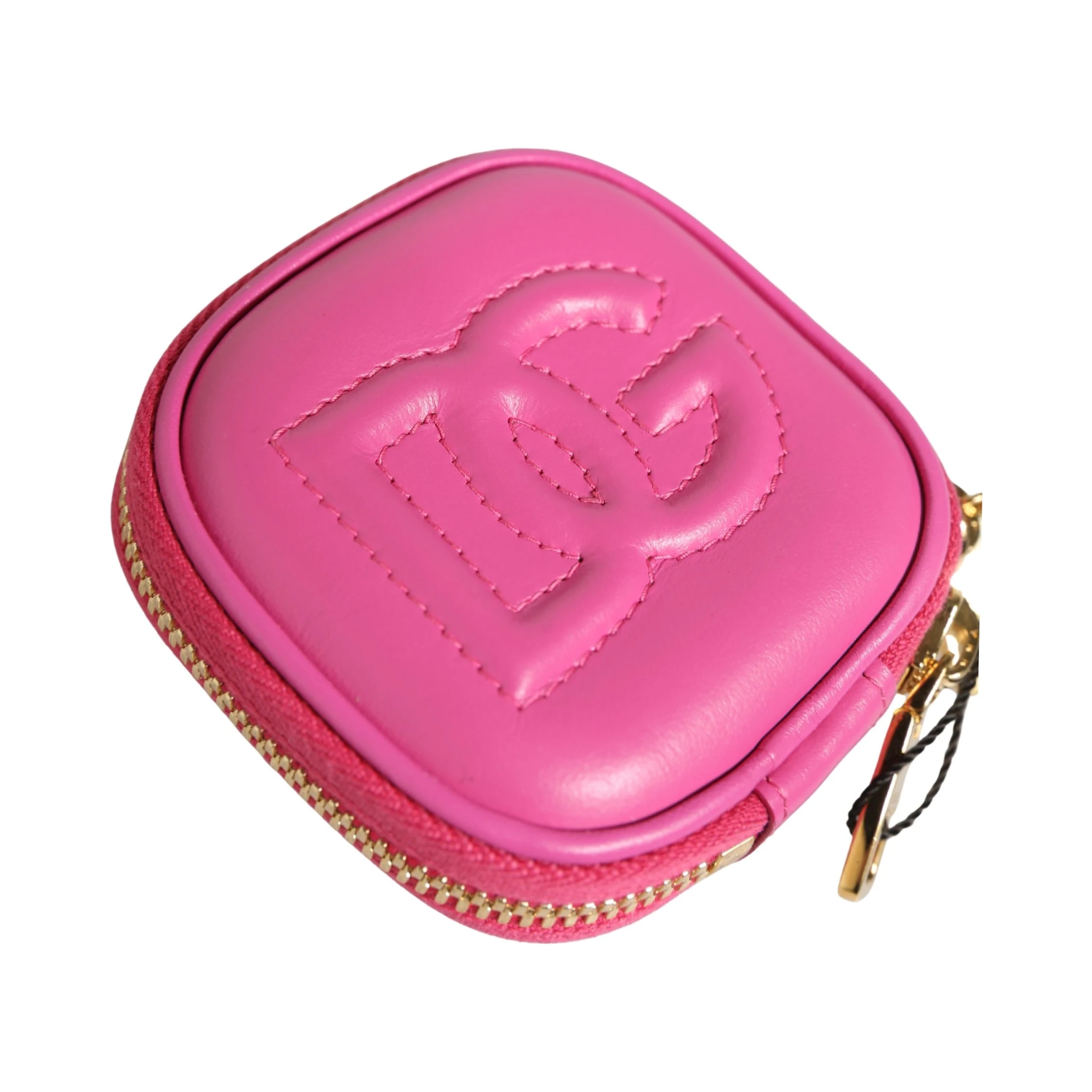 Pink Lamb Leather Embossed Logo Holder Airpod Case