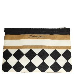 Multicolor Checkered Logo Print Nylon Clutch Borse Bag