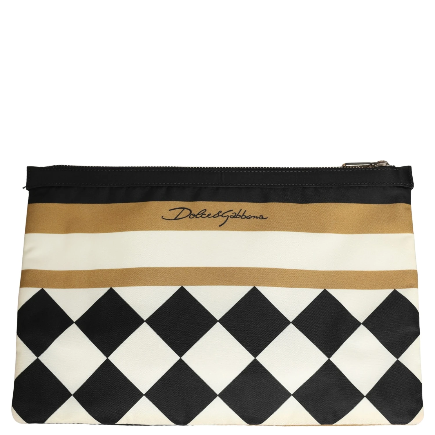 Multicolor Checkered Logo Print Nylon Clutch Borse Bag