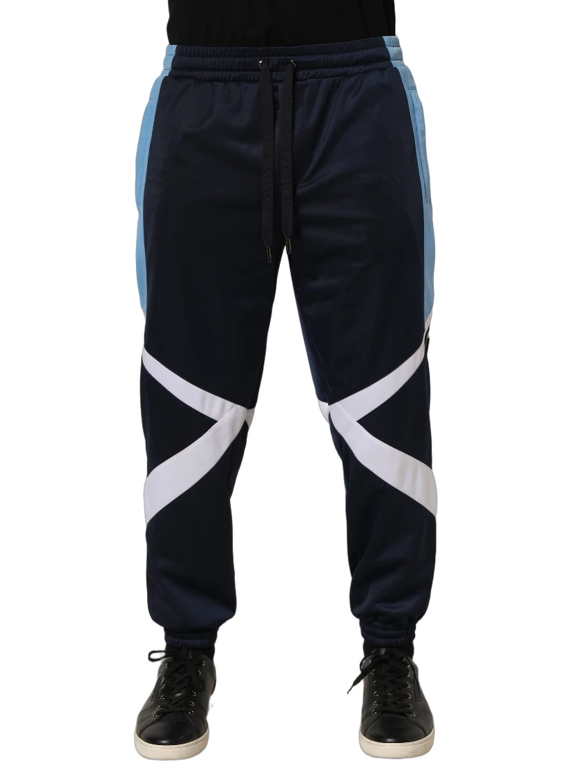 Blue White Drawstring Jogger Sweatpants Pants
