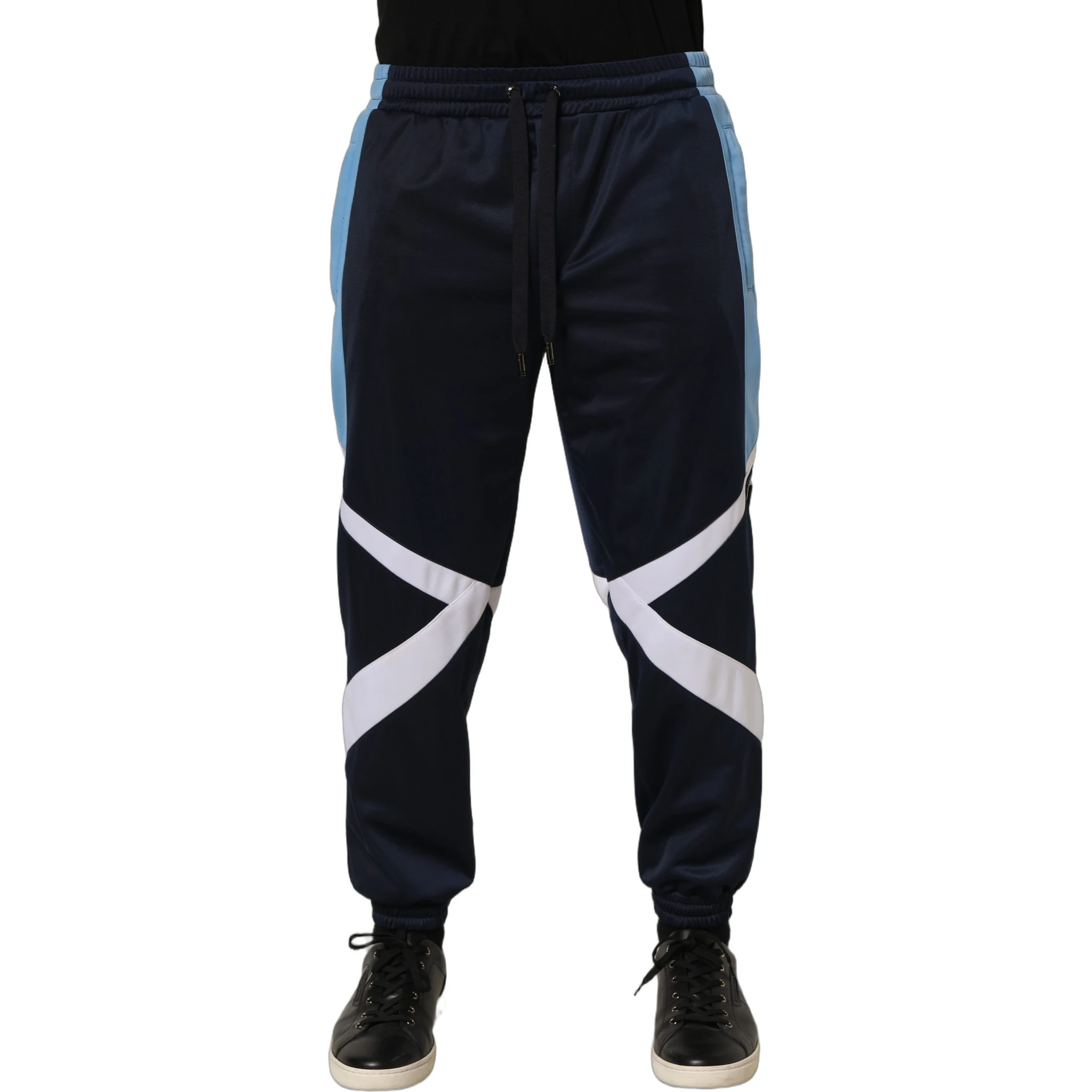 Blue White Drawstring Jogger Sweatpants Pants