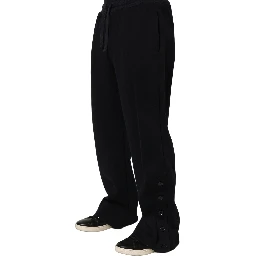 Black Drawstring Viscose Jogger Men Sweatpants Pants