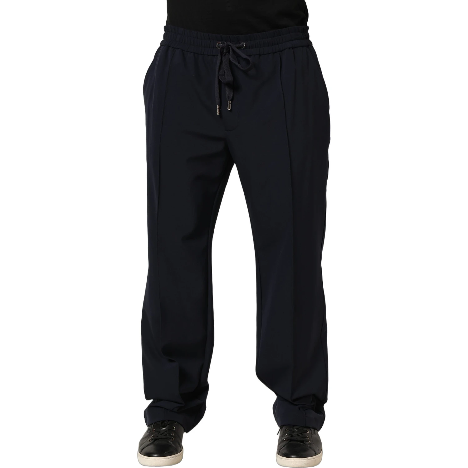 Dark Blue Drawstring Nylon Jogger Sweatpants Pants