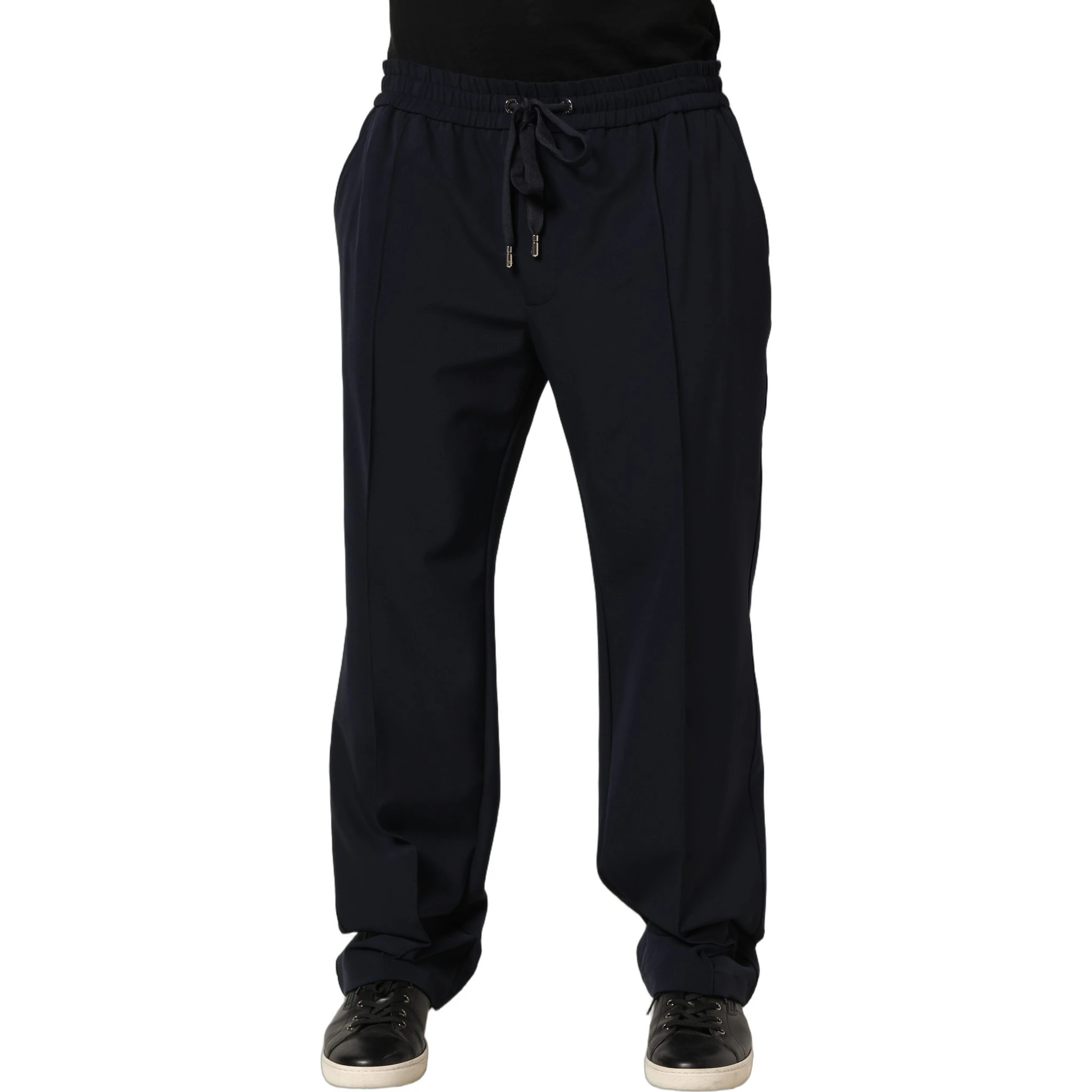 Dark Blue Drawstring Nylon Jogger Sweatpants Pants