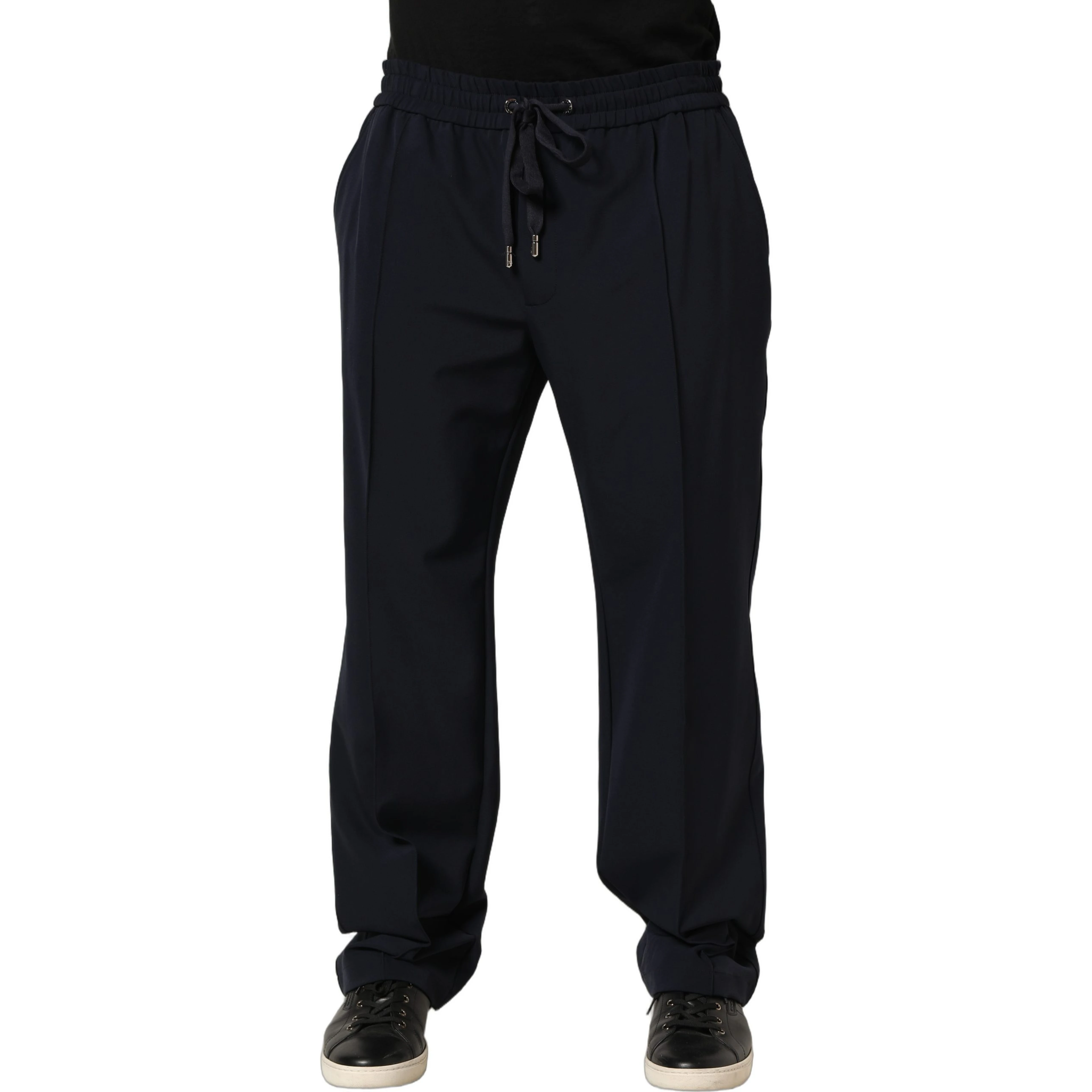 Dark Blue Drawstring Nylon Jogger Sweatpants Pants