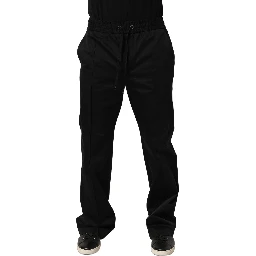 Black Drawstring Cotton Jogger Men Sweatpants Pants
