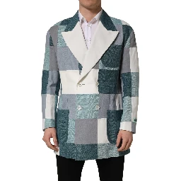 Multicolor Patchwork Linen Double Breasted Jacket