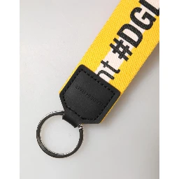 Yellow Logo Polyester Silver Brass Holder Keychain Keyring