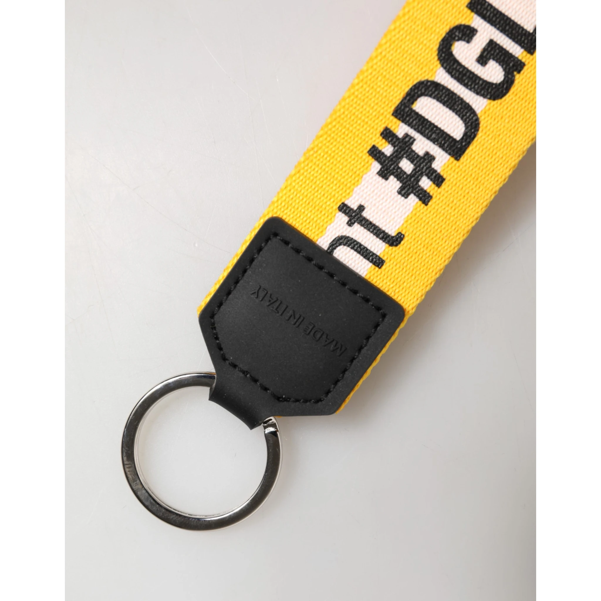 Yellow Logo Polyester Silver Brass Holder Keychain Keyring