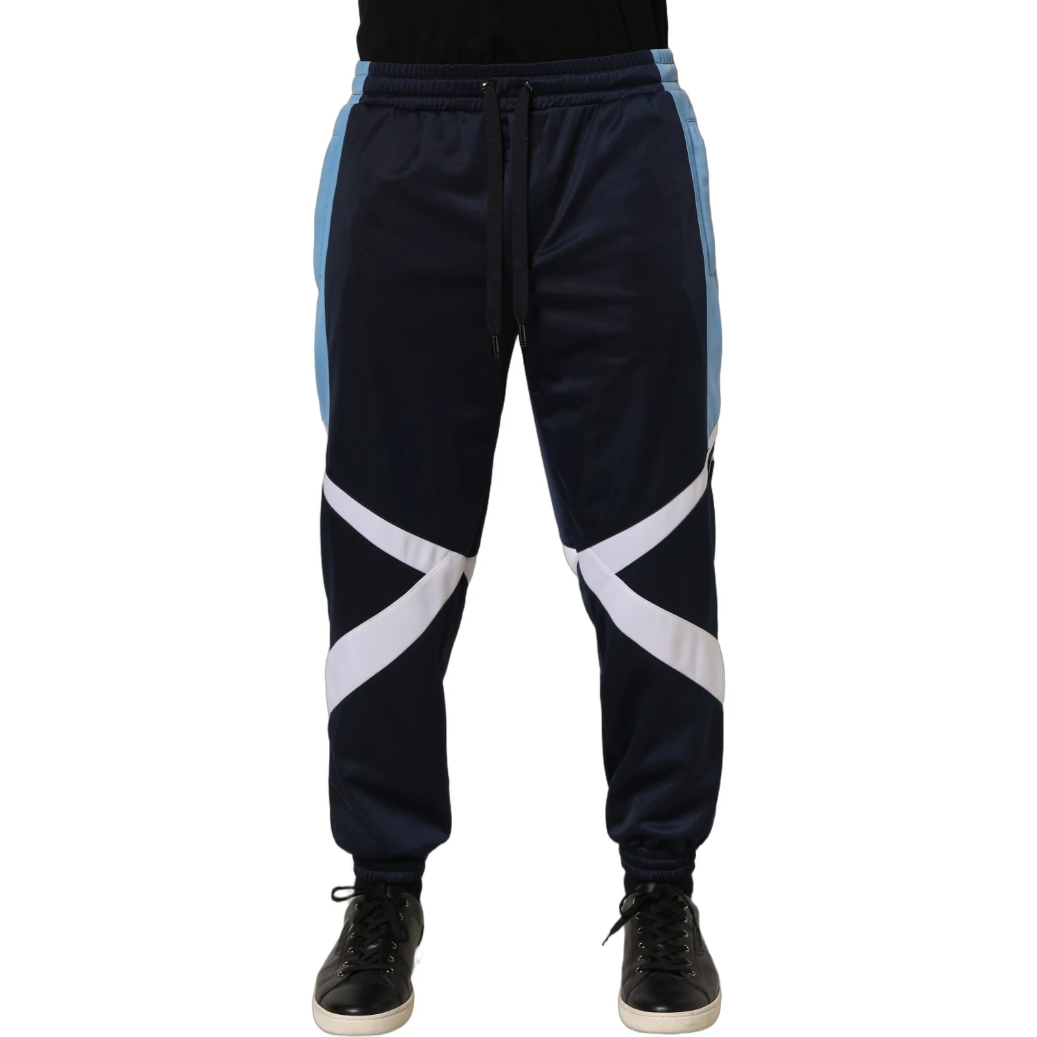 Blue White Drawstring Jogger Sweatpants Pants