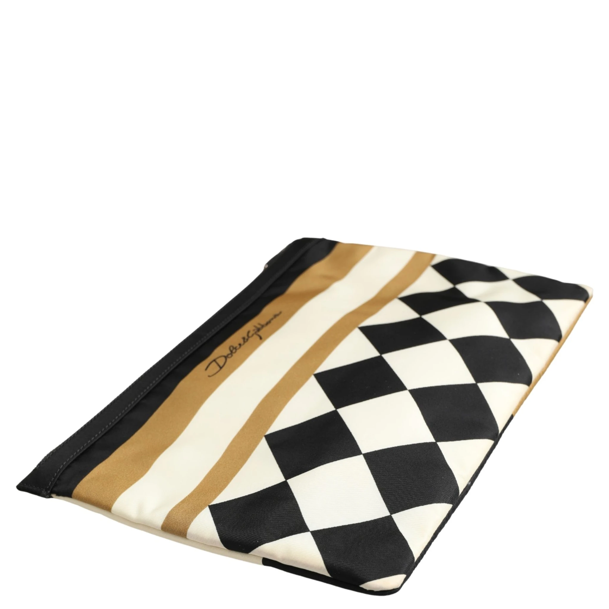 Multicolor Checkered Logo Print Nylon Clutch Borse Bag