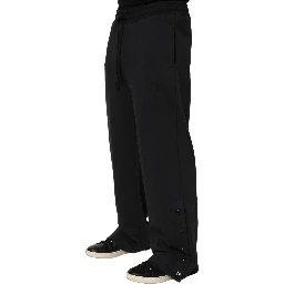 Black Drawstring Viscose Jogger Men Sweatpants Pants