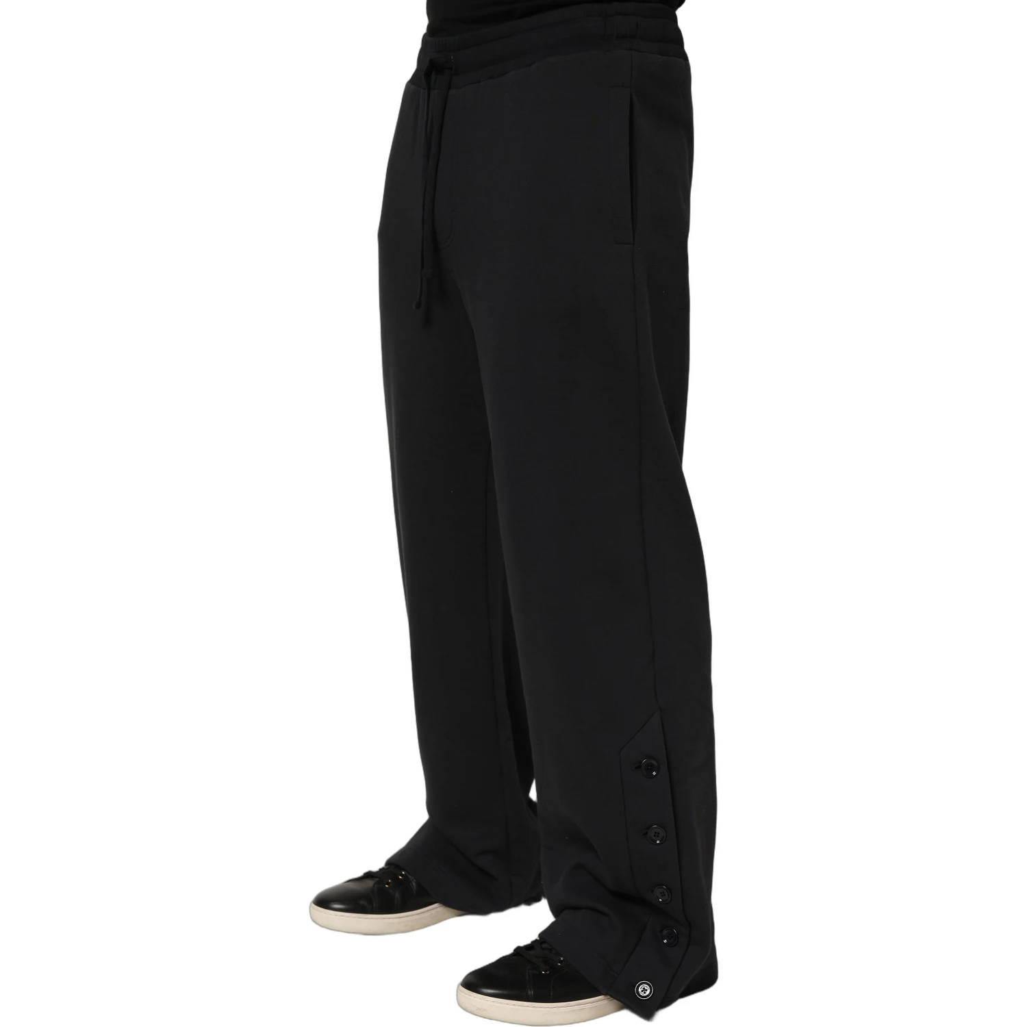 Black Drawstring Viscose Jogger Men Sweatpants Pants