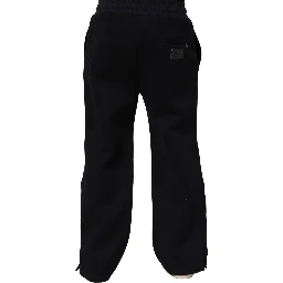 Black Drawstring Viscose Jogger Men Sweatpants Pants