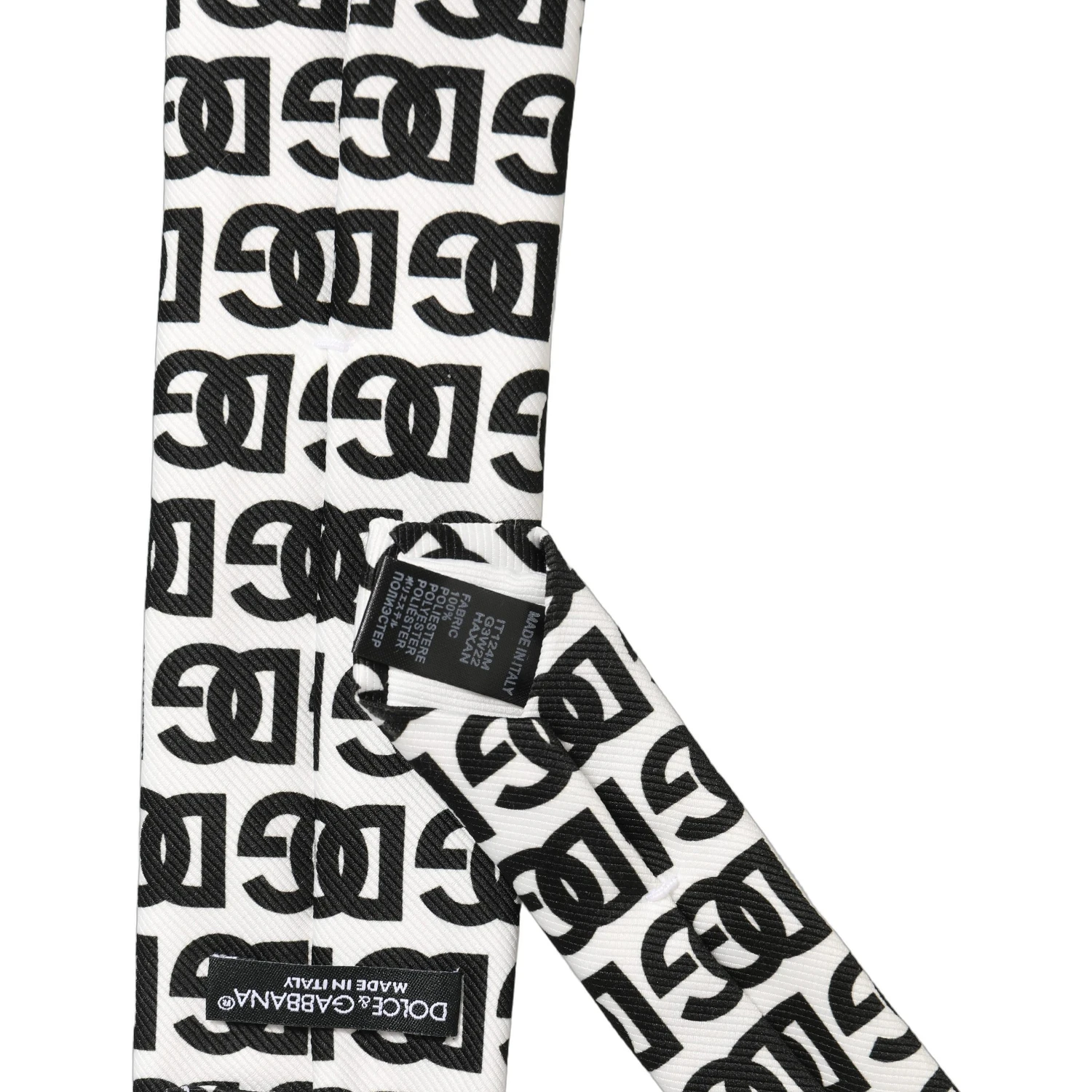 White Black Logo Monogram Wide Adjustable Men Necktie Tie