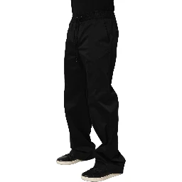 Black Drawstring Cotton Jogger Men Sweatpants Pants